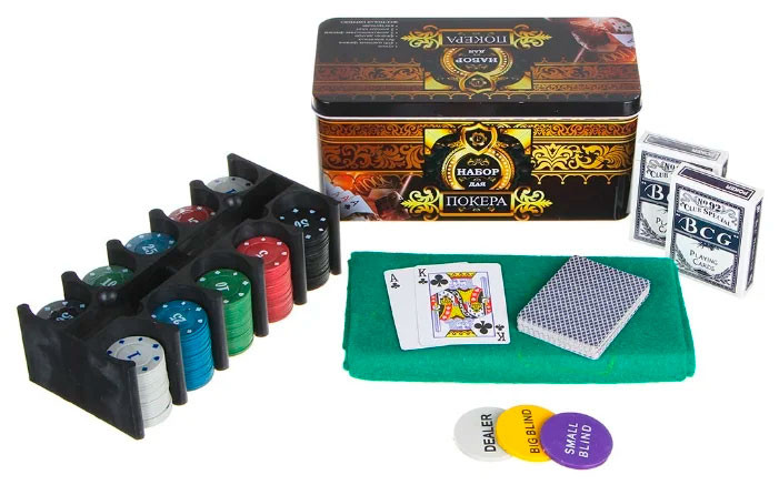 Набор для игры в покер "texas hold"em poker set" 200 фишек