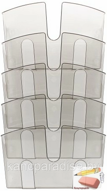Лоток секционный настенный Юниопт (5 секций), 590×335×90 мм, прозрачный дымчатый