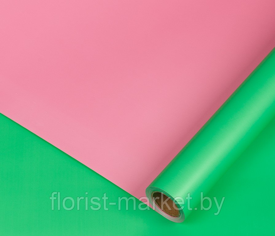 Пленка Новая двухцветная матовая, 60 см х 10 м,  розовый / ярко-зеленый