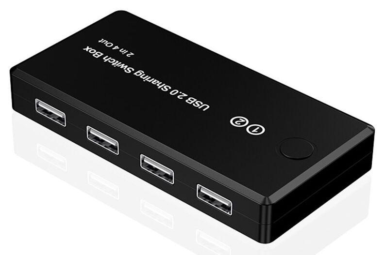 Адаптер - KVM переключатель - USB2.0 свитч 2×4 для подключения клавиатуры, мышки, принтера и сканера к двум