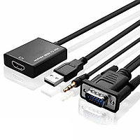 Адаптер - переходник VGA на HDMI PRO, черный, фото 1