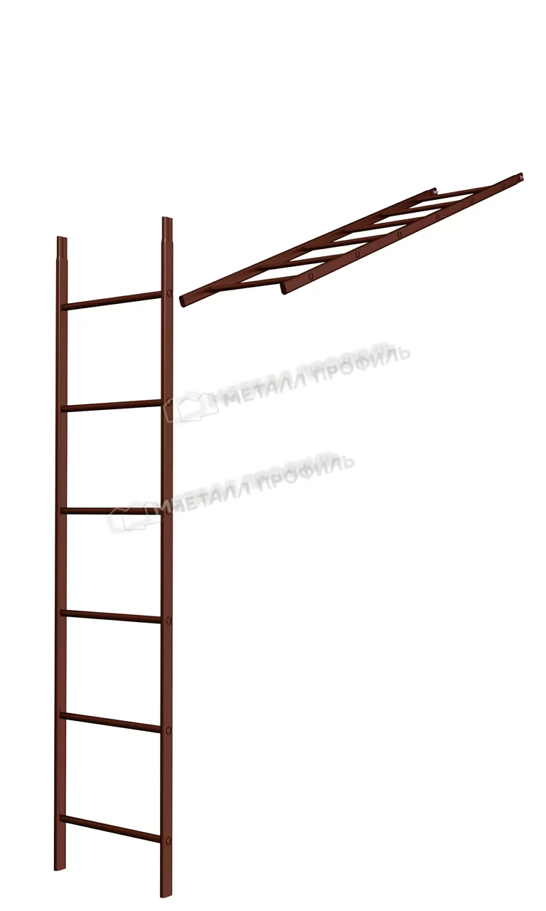 Металл Профиль Лестница кровельная стеновая дл. 1860 мм без кронштейнов (8017) - фото 1 - id-p171068891