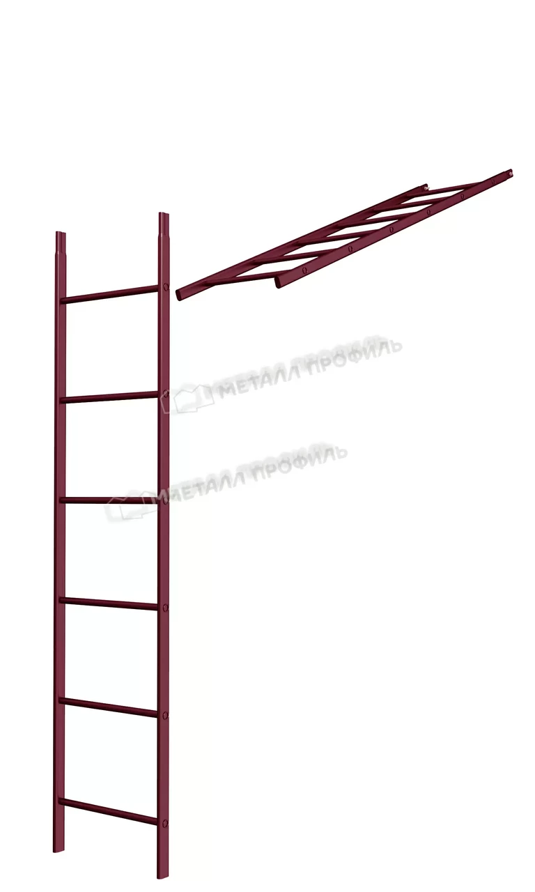 Металл Профиль Лестница кровельная стеновая дл. 1860 мм без кронштейнов (3005) - фото 1 - id-p171068897