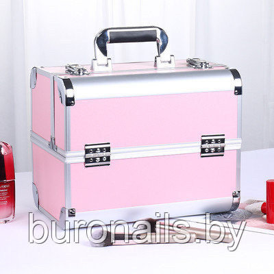 Бьюти-кейс  «BuImer»  кейс для мастеров, розовый с серебром.
