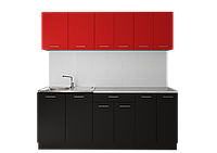 Кухня "Лана" ДСП (красно-черная) 2,4м