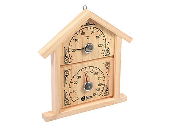 Термометр с гигрометром Банная станция "Домик" 23,6х22х2,5 см для бани и сауны, "Банные штучки" (БАННЫЕ