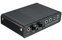 Звуковой адаптер - внешняя звуковая карта USB 3D 5.1/7.1-канальная, 3x jack 3.5mm (AUX) / RCA, фото 1