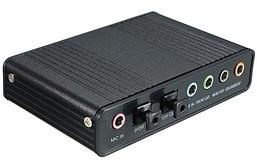 Звуковой адаптер - внешняя звуковая карта USB 3D 5.1/7.1-канальная, 3x jack 3.5mm (AUX) / RCA