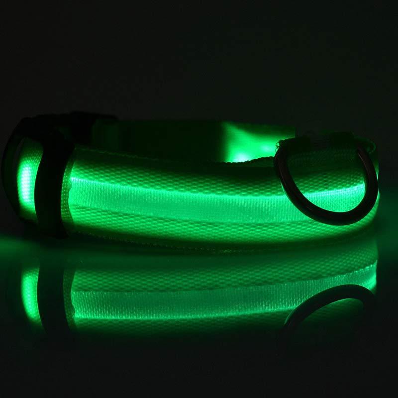 Светящийся ошейник для собак, нейлон, размер M, 40-48см, зелёный - фото 3 - id-p171112107