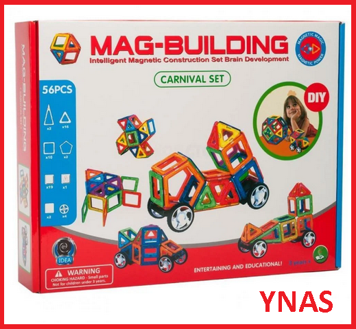 Детский магнитный объемный конструктор Mag-Building 56 деталей маг билдинг для детей геометрические фигуры - фото 5 - id-p170272290
