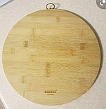 Разделочная доска Bekker из бамбука круглая 30 см на 2 см, фото 3