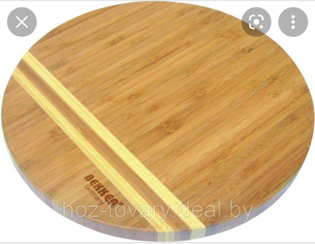 Разделочная доска Bekker из бамбука круглая 25 см на 1,8 см - фото 2 - id-p171208973