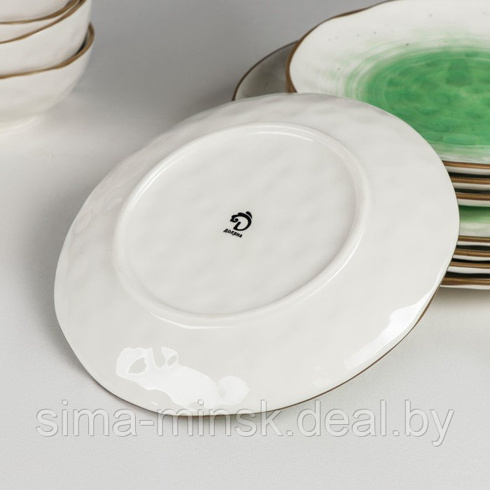 Набор фарфоровой посуды Доляна «Космос», 16 предметов: 4 тарелки d=21 см, 4 тарелки d=27,5 см, 4 миски d=13 - фото 3 - id-p171234366