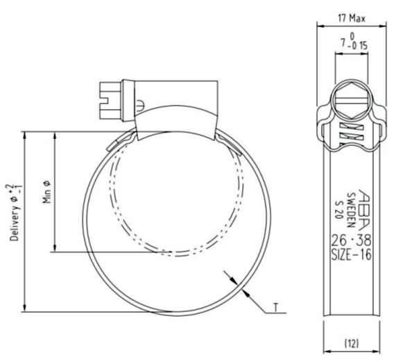 Хомут стальной ABA Original 12.2мм SMS Aluzinc 19-28 12W4 Швеция - фото 2 - id-p171241840