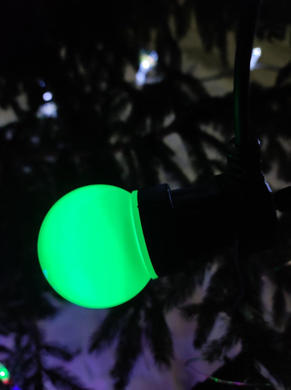 Лампа шар e27 10 LED  Ø50мм  зеленая 24В