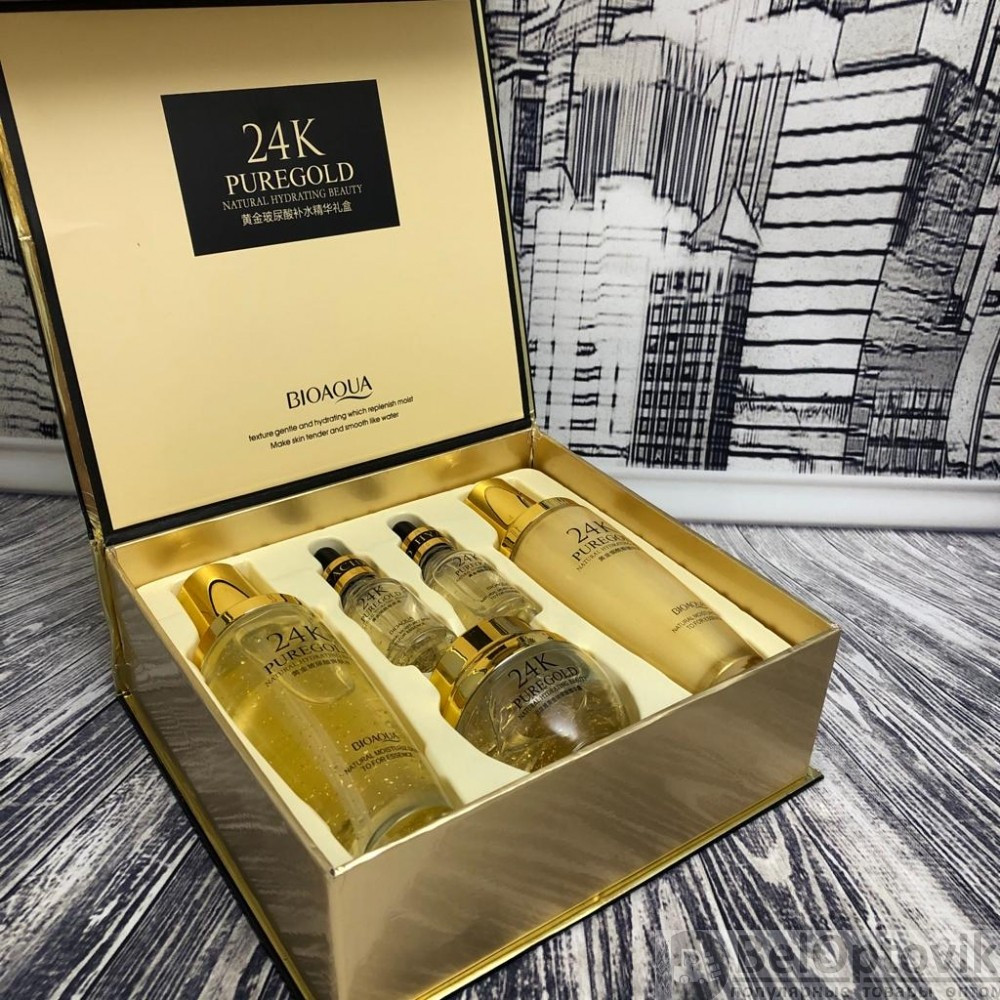 УЦЕНКА Подарочный набор уходовой косметики Bioaqua 24K Pure Gold Set с частицами золота и гиалуроновой - фото 10 - id-p136800908