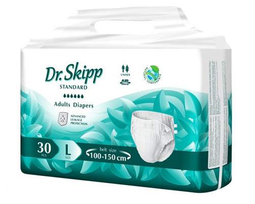 Подгузники для взрослых DR.SKIPP Standard, размер 3 (L), 30 шт. - фото 1 - id-p161445347