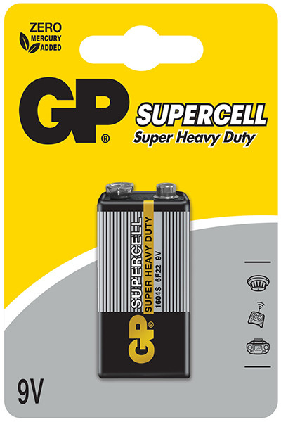 Батарейка GP Supercell 6F22/1604S-2UE1, 1 шт.