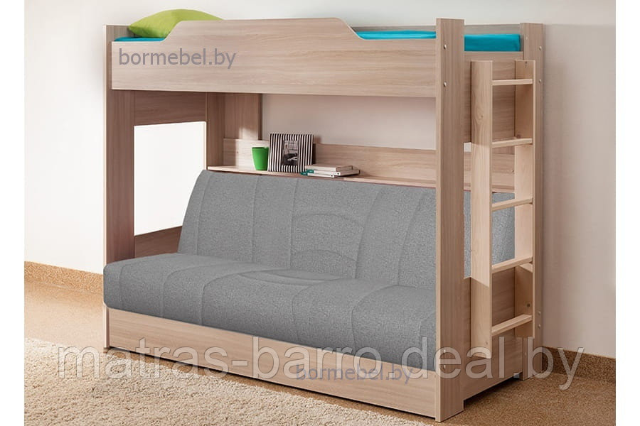 Кровать двухъярусная Прованс с диван-кроватью (чехол ткань Cover 70) - фото 6 - id-p171331415