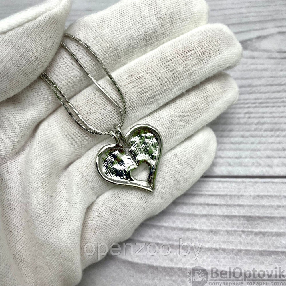 Парная подвеска Сердце на цепочках (2 цепочки, 2 половинки сердца) Серебро - фото 4 - id-p116017843