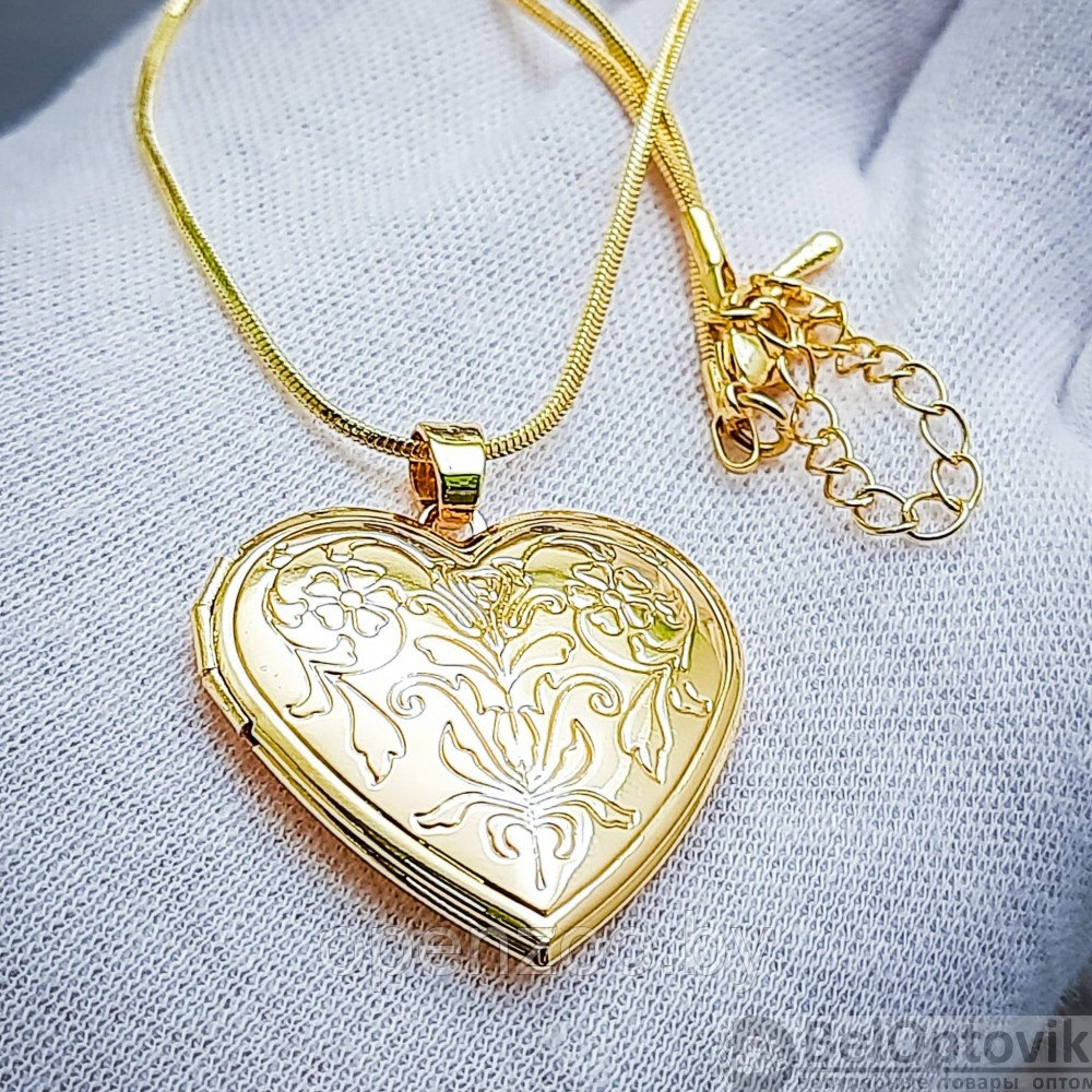 Кулон-тайник Сердце на цепочке Два сердца в золоте - фото 9 - id-p102754156