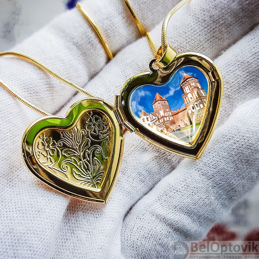 Кулон-тайник Сердце на цепочке Два сердца в золоте - фото 2 - id-p109389333