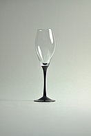 Комплект бокалов для игристого и шампанского вина на черной ножке, 250мл. (6 шт.)