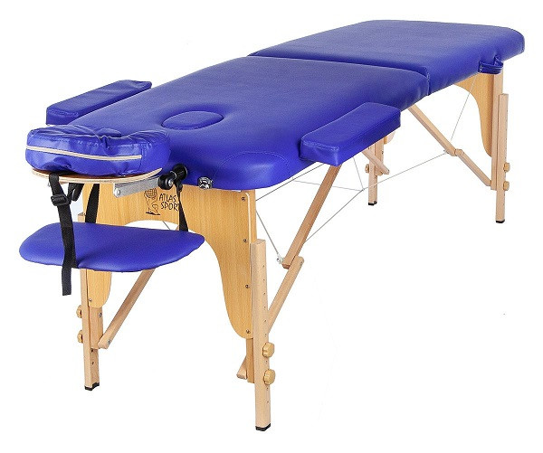 Массажный стол складной 2-с деревянный 70 см синий - фото 1 - id-p73928872