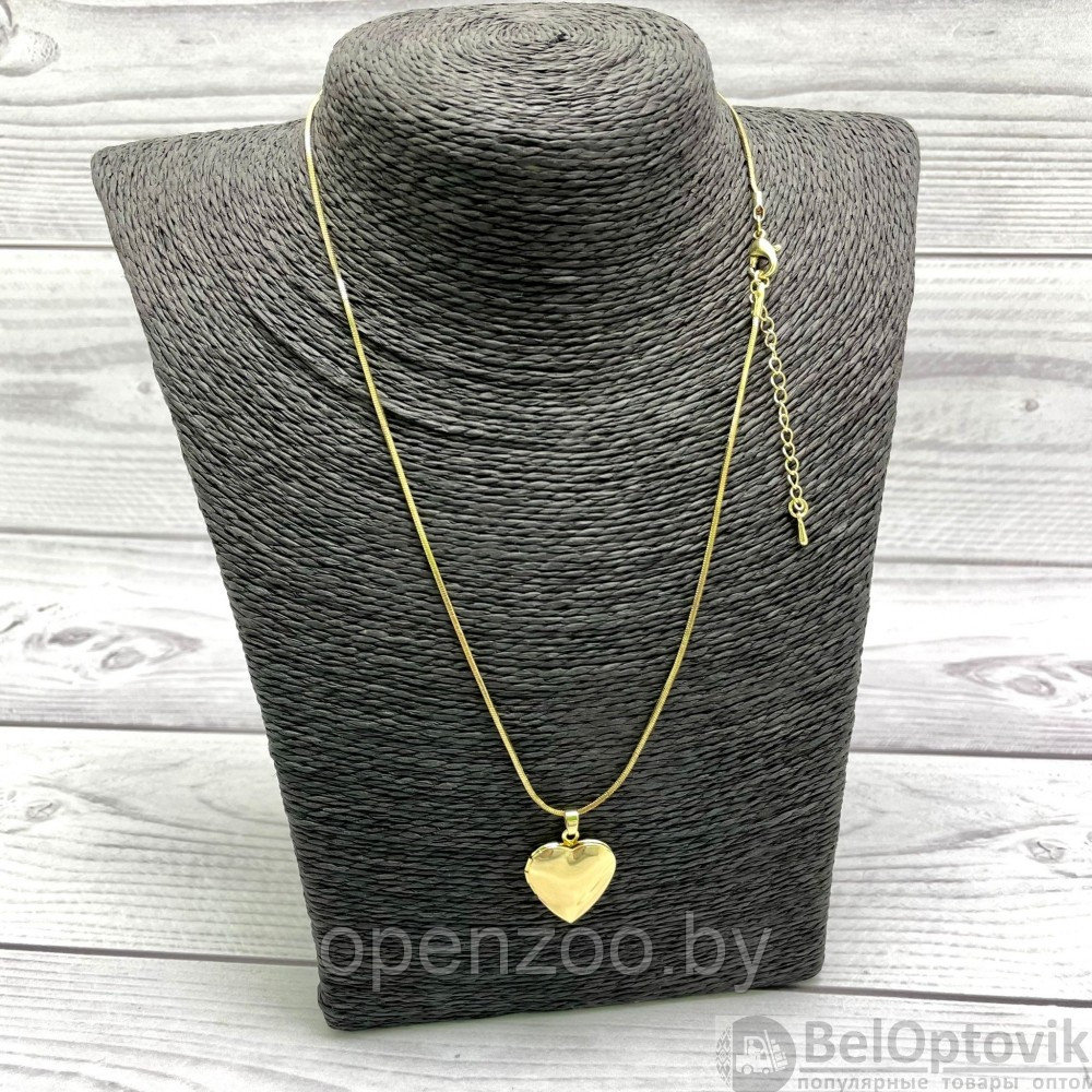 Бижутерия кулон - тайник Сердце на цепочке, 2 см Цвет под золото - фото 5 - id-p171440390