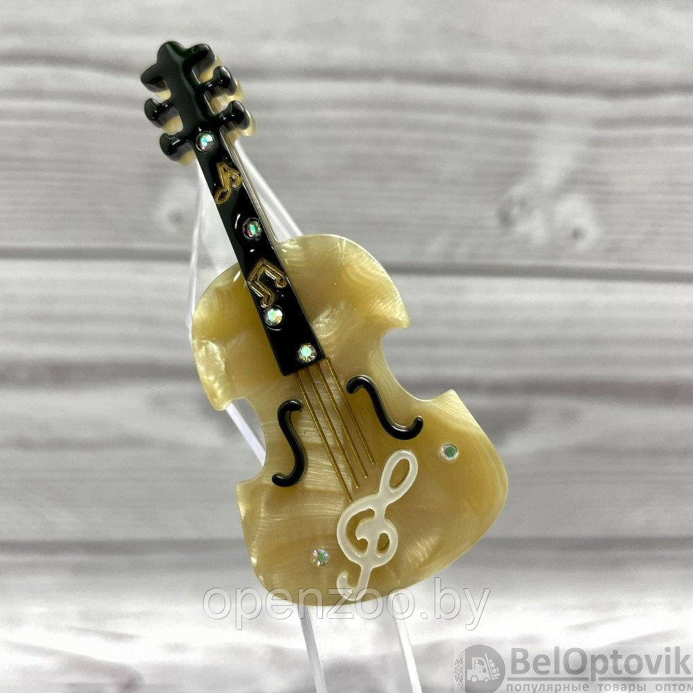 Бижутерия брошь для музыканта Скрипка 6.5 см Цвет Золотой кварц - фото 7 - id-p171440400