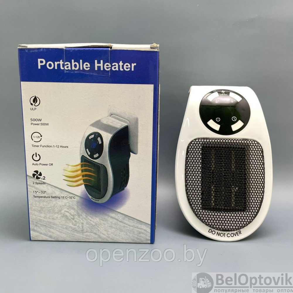 Портативный электрический мини обогреватель с пультом ДУ Portable Heater 500 W (2 режима работы, таймер) - фото 10 - id-p171009264