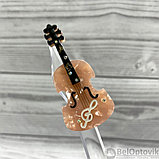 Бижутерия брошь для музыканта Скрипка 6.5 см Цвет Янтарный, фото 5