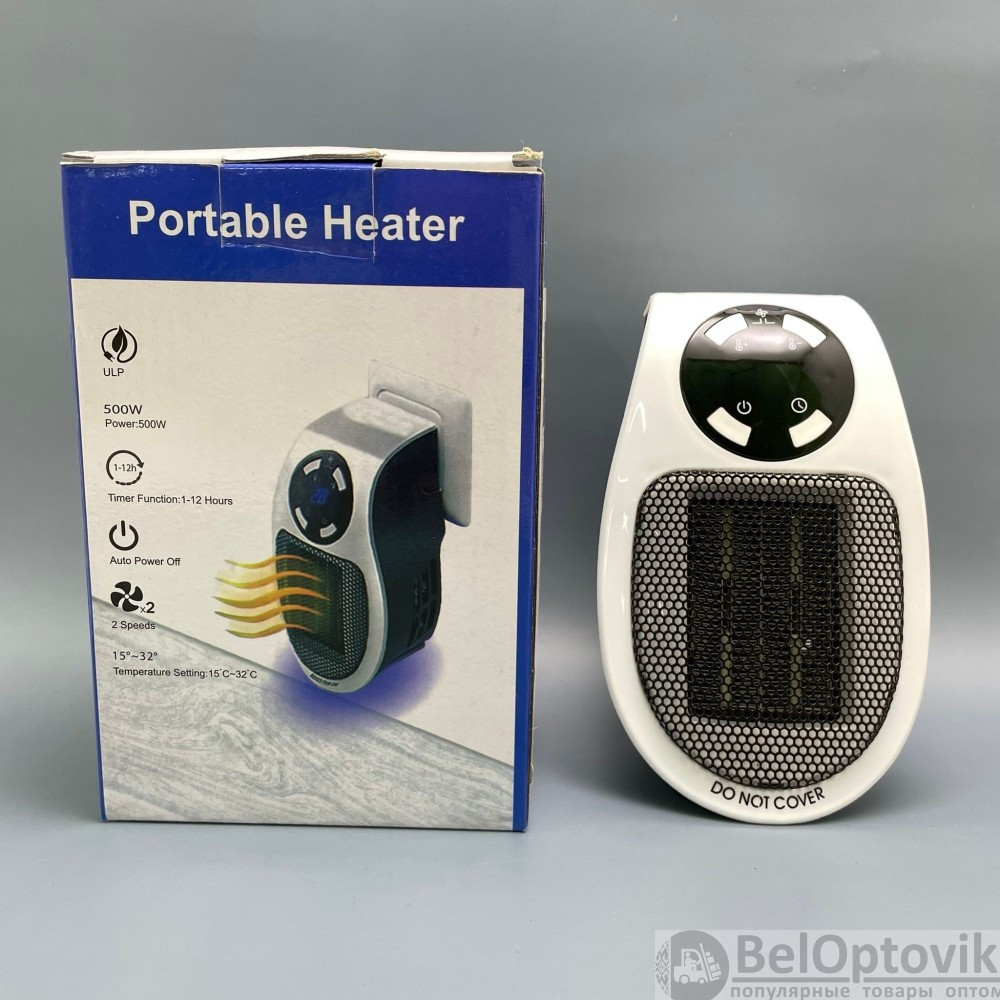 Портативный электрический мини обогреватель с пультом ДУ Portable Heater 500 W (2 режима работы, таймер) - фото 10 - id-p171014199