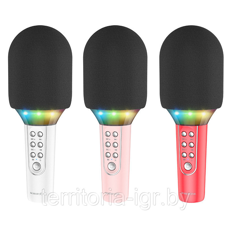Караоке-микрофон Bluetooth BFK2 розовый Borofone - фото 6 - id-p171470714