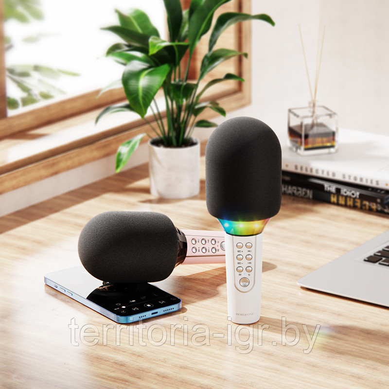 Караоке-микрофон Bluetooth BFK2 розовый Borofone - фото 5 - id-p171470714
