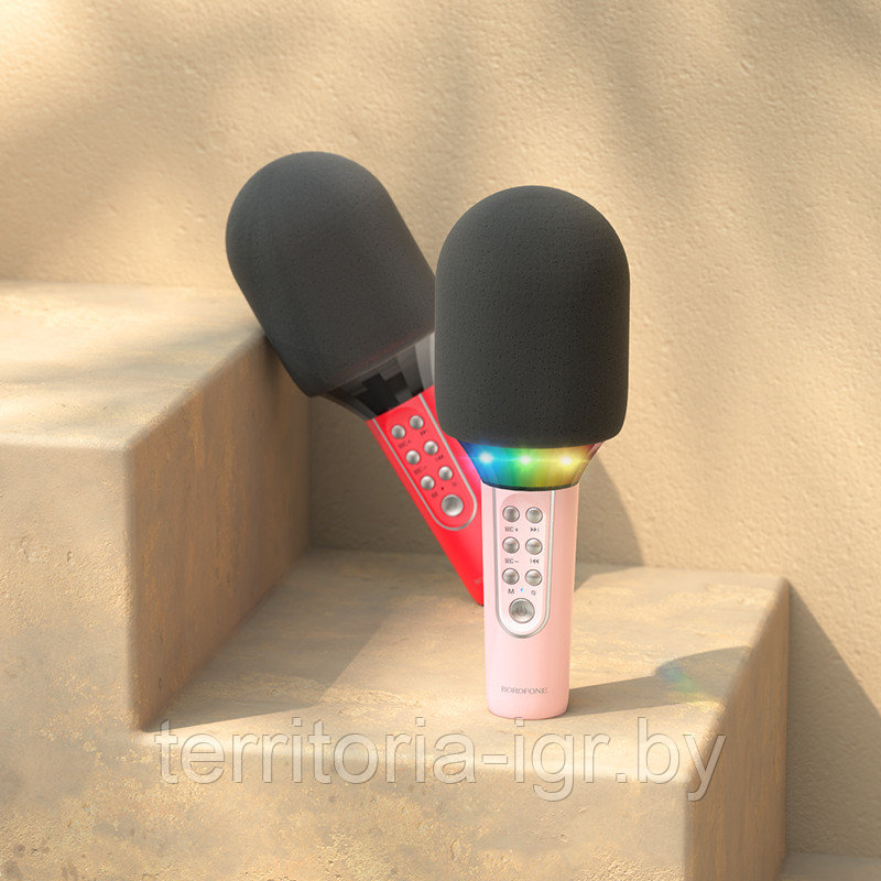 Караоке-микрофон Bluetooth BFK2 розовый Borofone - фото 4 - id-p171470714
