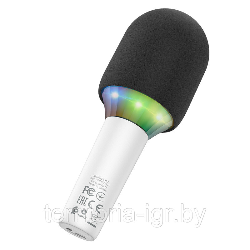 Караоке-микрофон Bluetooth BFK2 белый Borofone - фото 3 - id-p171471067