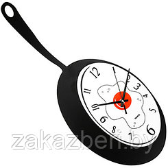 Часы настенные "Завтрак" 22х57,5см, мягкий ход, циферблат серый, пластм. черный (Китай)