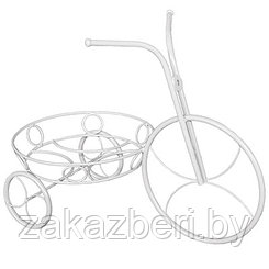 Стойка для цветов "Велосипед" 54х29х41см, на 1 горшок д25см, металл, белое серебро (Россия)