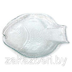 "Марин (Marine)" Тарелка мелкая стеклянная 260х206мм, форма "Рыба", Pasabahce (Россия)