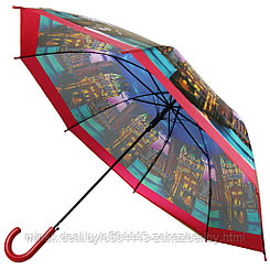 Зонт-трость полуавтомат "Города" "Венеция" ПВХ, 8 лучей, д/купола 98см, 80см в сложенном виде, пластмассовая