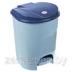 Ведро для мусора с педалью пластмассовое 7л, д22см, h29см, в комплекте с внутренним ведром, голубой-мрамор