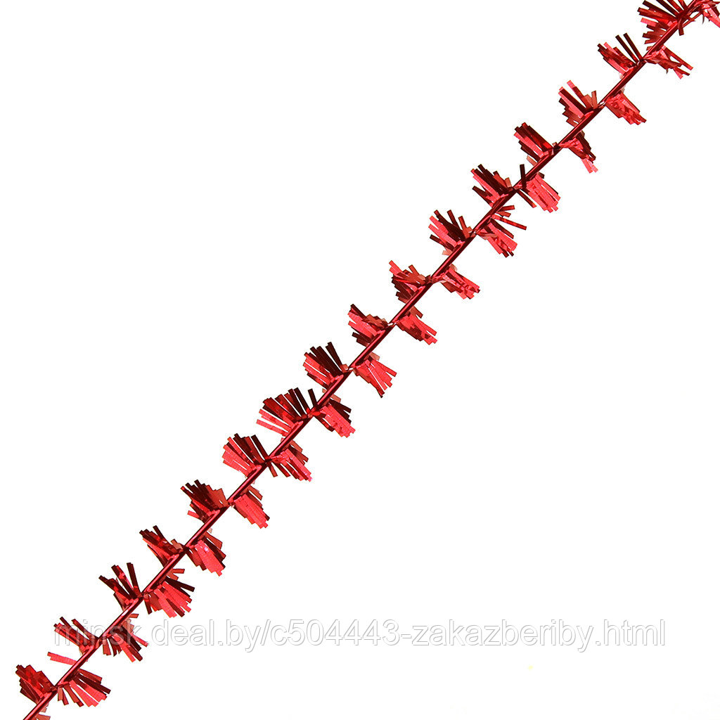 Мишура "Искорка" д2см, длина 2м, одинарная, пушистая, красный (Россия)