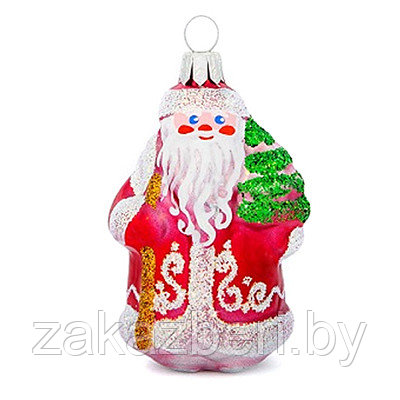 Елочная игрушка фигурка стеклянная "Морозко-1" д7,2см, ручная художественная роспись, подарочная упаковка