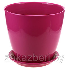 Горшок для цветов керамический "Глянец" 3,8л, д18см, h18см, форма бутон, ручная работа, розовый (Россия)