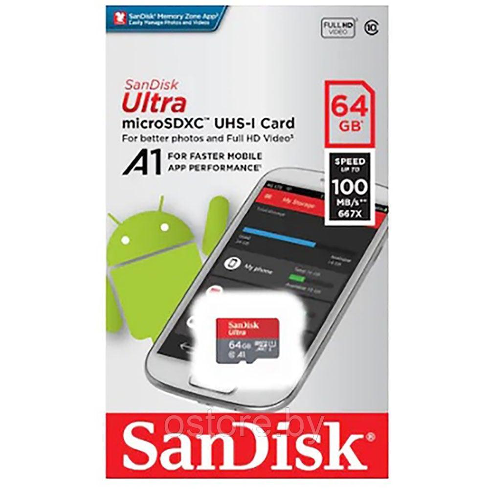 64 Гб MicroSD карта SanDisk Ultra SDSQUNC-064G-ZN3MN UHS-I, Class 10 - фото 1 - id-p170165321