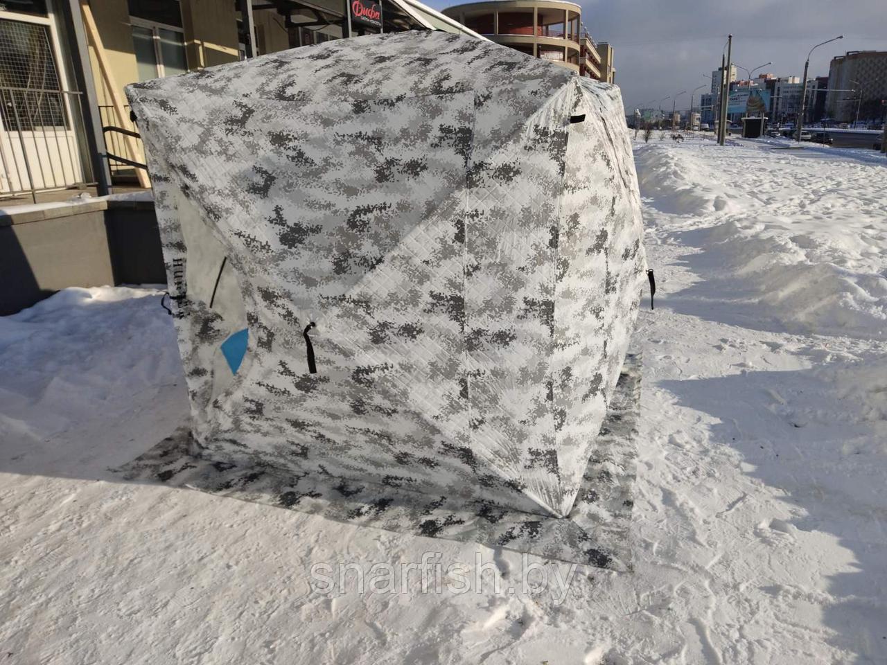 Палатка зимняя утепленная 3-х слойная Trophy Hunter куб 2,0х2,0х2,05м, цвет пиксель-зима