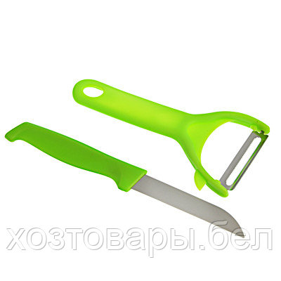 Набор 2 предмета (овощечистка 13,5см, нож 15,5см), нерж.сталь, полипропилен, - фото 2 - id-p171516772