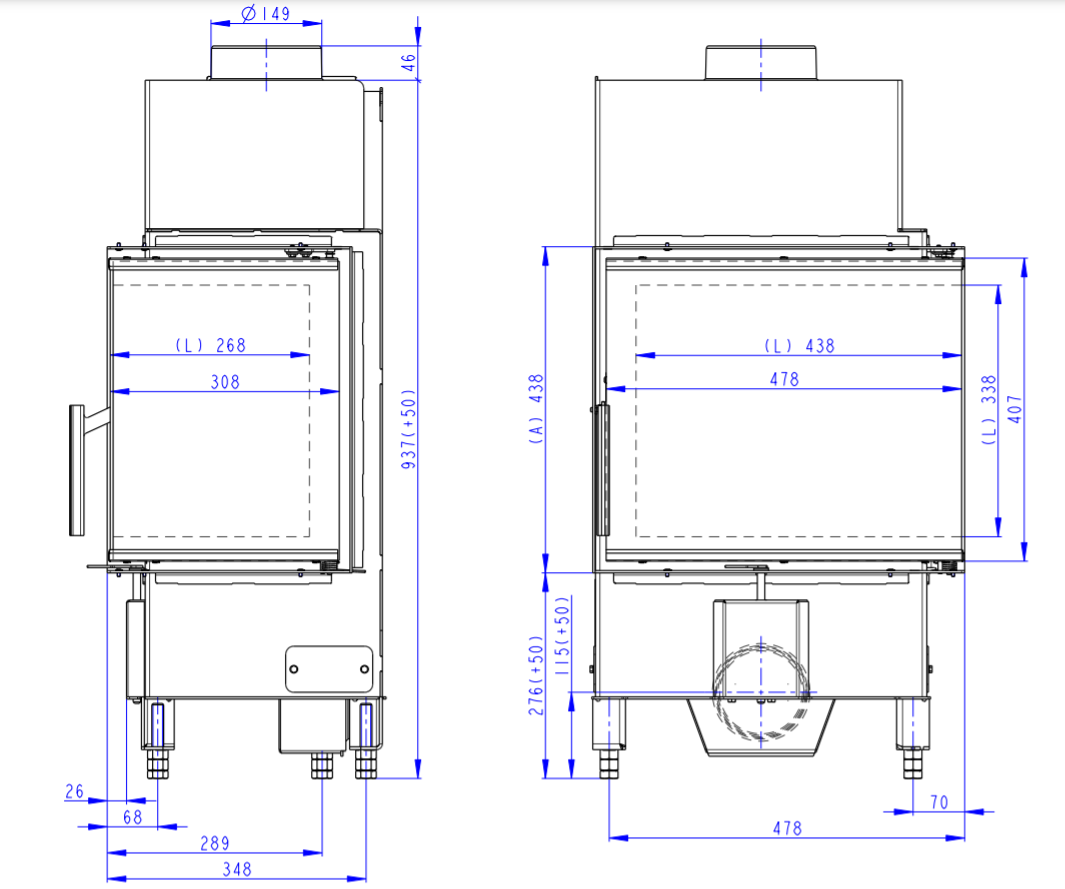 Romotop Heat R/L 2g S 50.44.33.23 каминная топка - фото 3 - id-p171593840