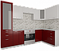 Кухня угловая МДФ с пеналом, белый /бордо, фото 2